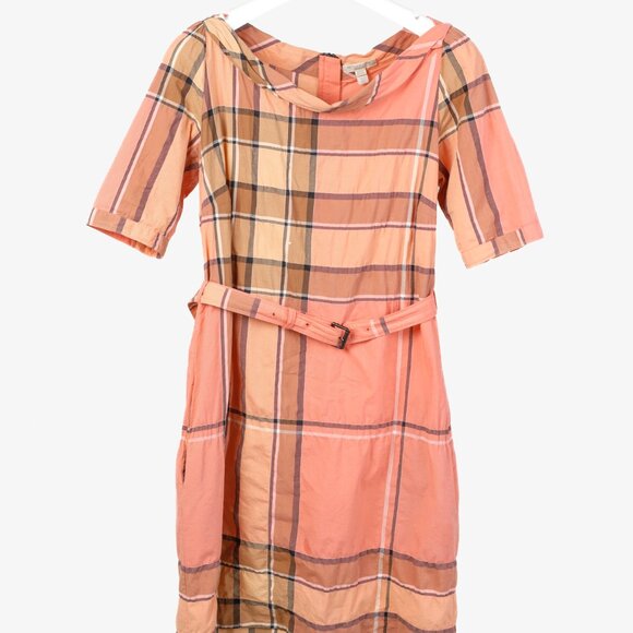 Burberry Brit Pink Check Belted Sheath Dress - Picture 1 of 12